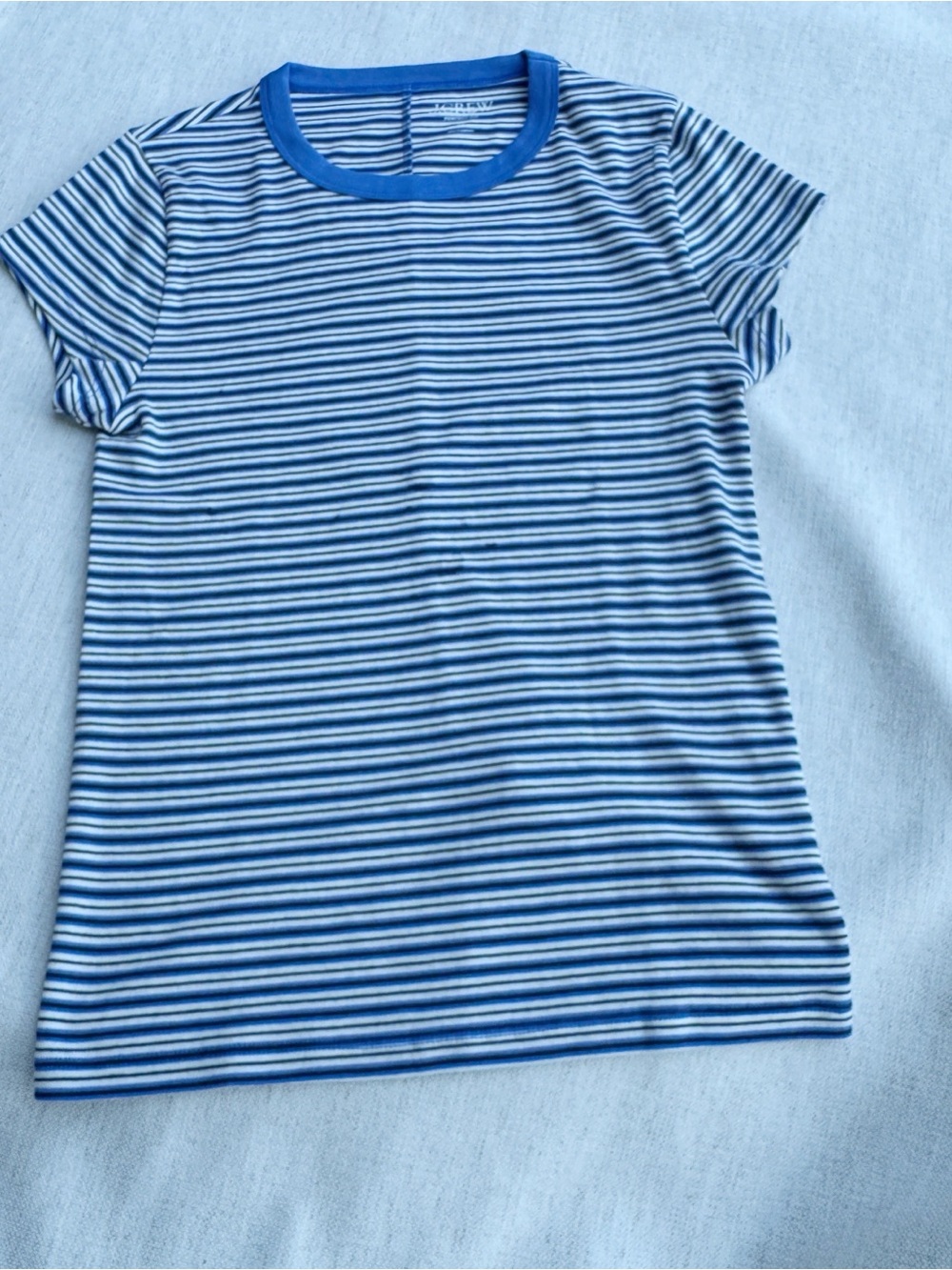 J Crew new women's perfect-fit crewneck T-shirt in stripe in blue white - Picture 2 of 9